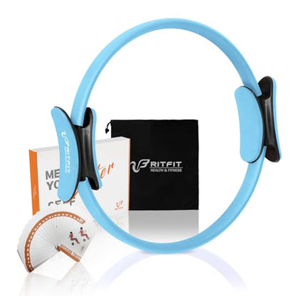 RitFit Pilates Ring Circle - 14 Inch Magic Fitness Circle for Toning Inner & Outer Thighs, Bonus Workout Guide Included - style: Blue