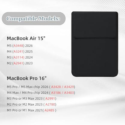 15-16 Inch Protective Laptop Sleeve Case with Stand, for MacBook Air 15" M5~M2 (2026-2023); MacBook Pro 16" M5~M1, Pro/Max(2026-2021), Matte PU Leather Laptop Case 15"-16" (Black) - color: Black, size: 15-16 Inch