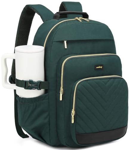 Large Laptop Backpack Bookbag for Women, Multi Compartment Teen Girls School Backpack for College High School Students Teacher Nurse Work Back Pack Travel Carry On, Black Green - color: Black Green, size: 15.6in