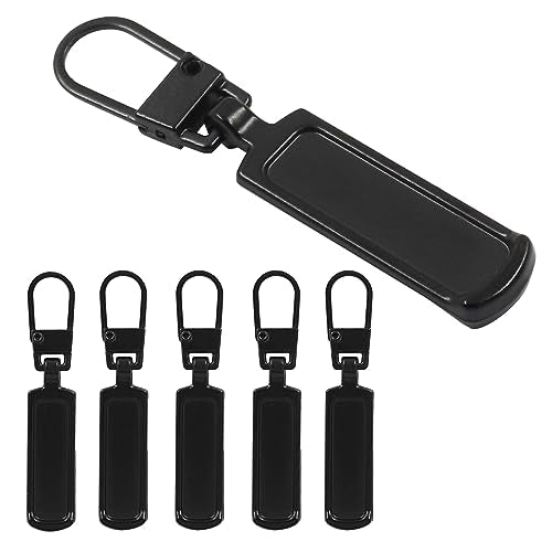 Hitefu 6PCS Zipper Pull Replacement, Upgraded Zipper Tags Cord Pulls for Purse Jacket Backpack Boots Coat Suitcase Jeans Luggage Dresses, Universal Zipper Slider Handle Mend Kit, (Black) - style: Black