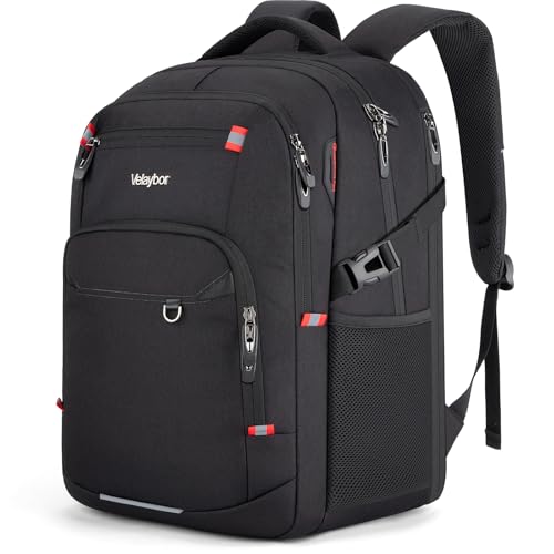 48L Expandable Laptop Backpack, Anti-thief Travel Backpack, Airline Approved Business Waterproof Carry on Luggage, Fits 17.3" Laptop for Men Women - color: Black, size: 17.3 inches