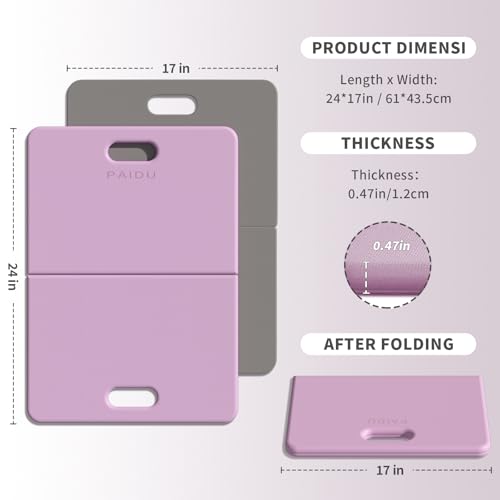 PAIDU Yoga Knee Pad - 1 Inch Thick with Extra Cushioning, Pain-Free for Knees, Elbows, Wrists and Back | Foldable and Multi-Functional, Suitable for Home Gym, Pilates, Plank, Abdominal Training Fitness Mat - color: Purple + Warm Grey