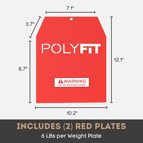 POLYFIT Weight Vest Plates - Weighted Plates for Strength Training Weight Vests - 4lb, 6lb, 9lb, 14lb, 19lb Pairs - color: 6 LB (Red) Pair
