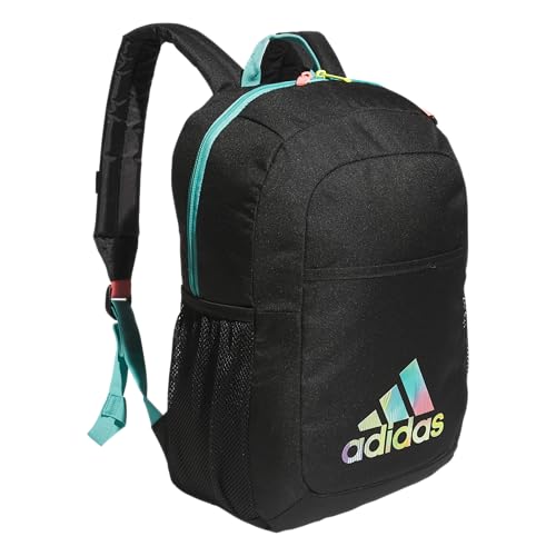 adidas Ready Small Backpack for women and men, durable laptop bag for work - color: Black/Semi Mint Rush Green/Acid Red