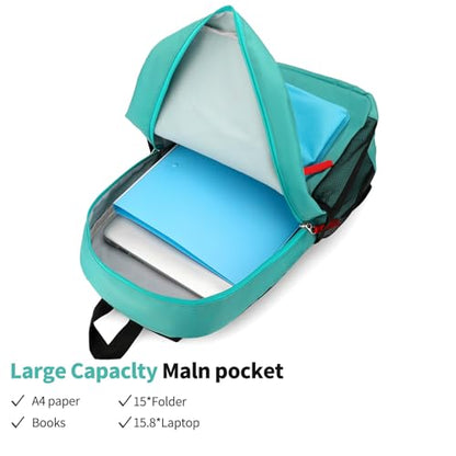 Backpack Set for Girls Boy Kids Backpack with Lunch Box for Elementary Primary Kindergarten School Bag (Navy Green, Large) - color: Navy Green