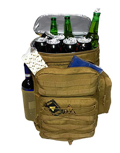 Cooler Backpack, Tactical, Insulated. Heavy Duty, Extra Large, Leak Proof for Hiking, Camping, Beach. Bonus, Credit Card Multi Tool Included