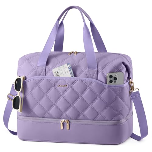 LOVEVOOK Weekender Bags for Women with Shoe Compartment, Lightweight Travel Duffle Bag, Hospital Overnight Bags, Personal Item Carry On Bag for Gym (Violet, 35L - Medium) - color: Violet, size: 35L - Medium