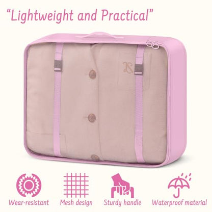 9 Set Packing Cubes for Travel Essentials - Lightweight Carry-On Luggage Organizer Bags with Shoe, Clothes & Laundry Bags for Airplane, Family & Business Travel, Pink - color: Pink