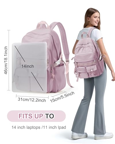 Aesthetic School Backpack for Women Men College Backpack With Lots Of Pockets Waterproof Travel Casual Daypack Cute Bookbag For Teens Girls Boys High School Bag(Purple) - color: B5-purple