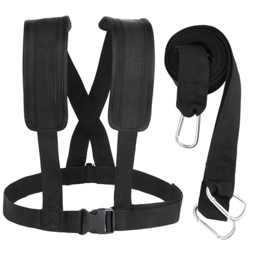 Adjustable Sled Harness with Resistance Belt, Tire Drag Training Kit for Strength Conditioning, Workout Pulling Strap System for Runners, Football and Fitness Athletes