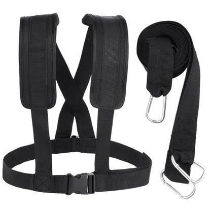 Adjustable Sled Harness with Resistance Belt, Tire Drag Training Kit for Strength Conditioning, Workout Pulling Strap System for Runners, Football and Fitness Athletes