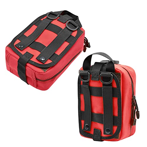 First Aid Pouch 1000D Nylon Tactical Molle Tear Away Medical Pouch Empty Utility Pouch for Outdoor Activities Medical Supplies Camping Hiking Travel,Bag Only - color: Red