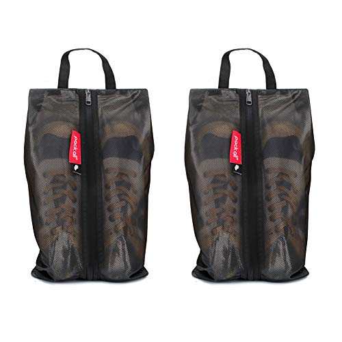 pack all Shoe Bag for Travel, Water-Resistant Shoe Pouch for Gym, Odor-Resistant Soccer Cleats Bag for Sport (Black, 2-Pack) - color: Black, style: 2 Pack
