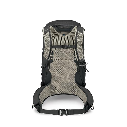 Osprey Stratos 34L Men's Hiking Backpack - Camping Bag with Waterproof Raincover, Bottle Pockets, & Gear Straps, Raven Black - color: Raven Black, style: 34l