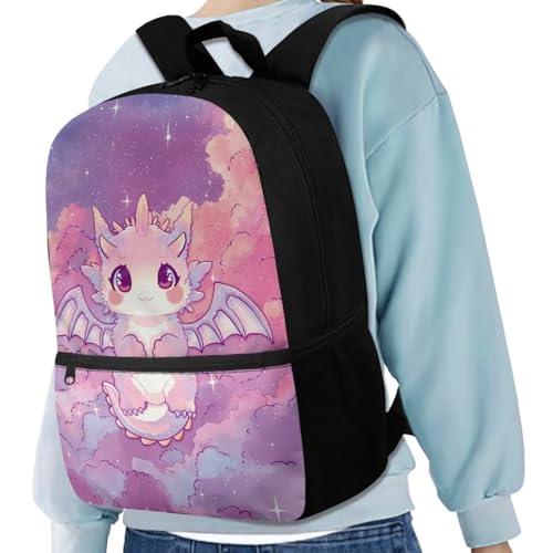 Kids' Backpacks 3 PCS School-Bag Cute Cartoon Axolotl Backpack for Girls 17 Inch Bookbag with Lunch Bag Pencil Case Set Travel Daypack Satchel with Adjustable Strap - color: Axolotl Pink
