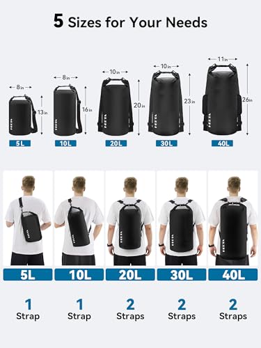 HEETA Waterproof Dry Bag Backpack with Emergency Whistle 5L/10L/20L/30L/40L - color: Black, size: 10L