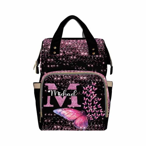 Customized Personalized Monogram Nappy Backpack with Thermal Pockets, Large Capacity Waterproof Diaper Bag for Adults Kids, Travel Gifts - color: Color-1