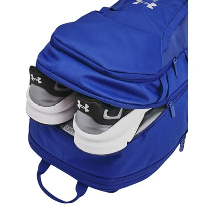 UA Hustle 6.0 Team Backpack by Under Armour - color: Royal-metallic Silver, size: OSFM