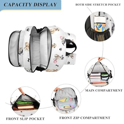 ALAZA Puppy Dog Paw Prints Animal Laptop Backpack Purse for Women Men Travel Bag Casual Daypack with Compartment & Multiple Pockets - color: Dog
