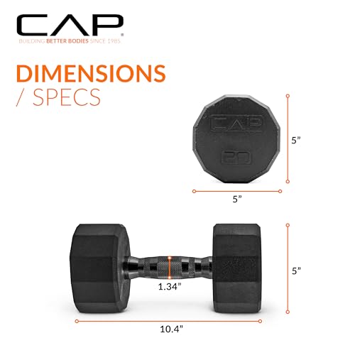 CAP Barbell Coated Dumbbell Weight | Multiple Options Pairs & Sets - size: 20 lb - Pair, style: 12-Sided - Black Handle