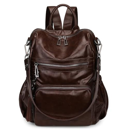 Uromee Backpack Purse for Women Vegan Leather Ladies Fashion Travel Tassel Shoulder Bag Convertible Coffee bag - color: 0243 Coffee 2