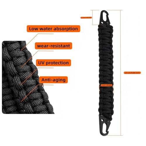 Heavy Duty Paracord Handle for Outdoor Camping, Tactical Water Bottle Strap, Handheld Carry Handle for Backpack, Molle Gear & Bags - Universal Fit for Stanley Cup,Thermos