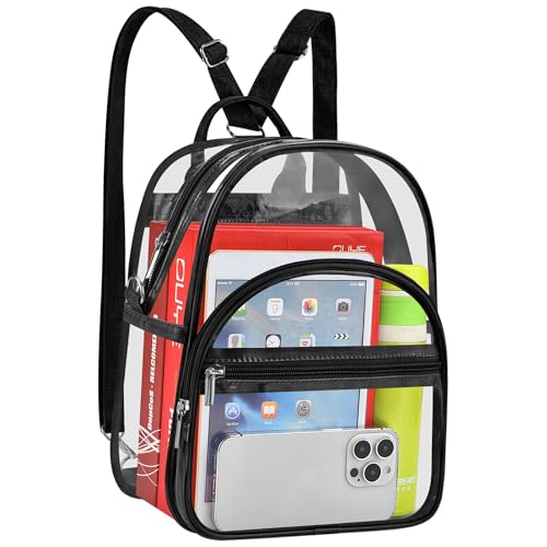 Oraben Small Clear Backpack for Women Girls, Small Stadium Approved Clear Bag for Soccer Game Concerts Sporting,3 Ways to Carry - color: Black, size: Medium
