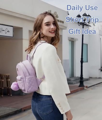 Barsine Girls Fashion Mini Backpack Purse Small Cute Plaid Leather Women Backpacks Little Bag (Purple) - color: Purple