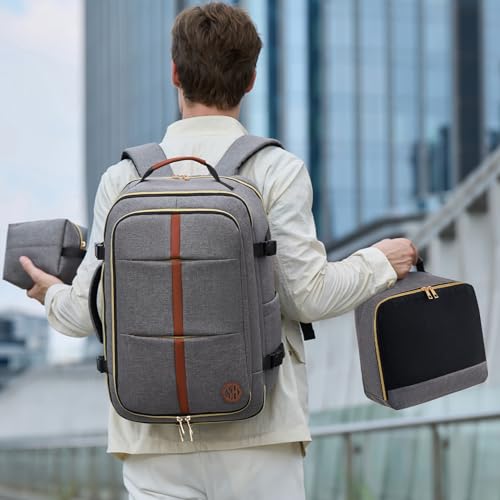 40L Travel Laptop Backpack for Women & Men, Airline Approved Carry On Luggage Overnight Bags, Waterproof Personal Item Bag, Weekender Essentials Backpacks Vacuum Backpack Gray - color: Gray