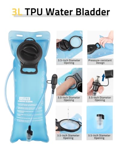 CVLIFE Tactical Hydration Hiking Water Backpack with 3L Water Bladder - color: Grey