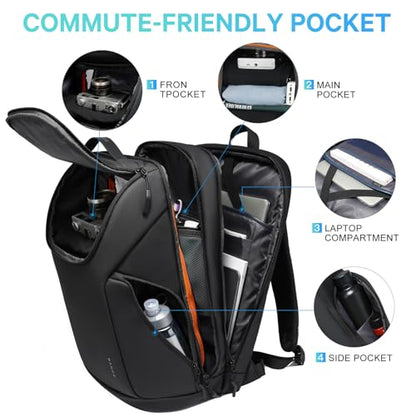 FUTURE AESTHETICS Business Commute Backpack for Men and Women, Waterproof 15.6 Inch Laptop Backpack, Durable Flight-Approved Travel Backpack for Work/College, Black - color: Black