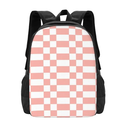 Breathable Outdoor Daypack Checkered Pink, Durable Anti Theft Travel Backpack Adjustable Strap Shoulder Bag for Hiking Camping City Walking - color: Design (547)