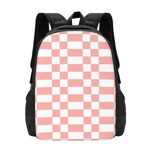 Breathable Outdoor Daypack Checkered Pink, Durable Anti Theft Travel Backpack Adjustable Strap Shoulder Bag for Hiking Camping City Walking - color: Design (547)