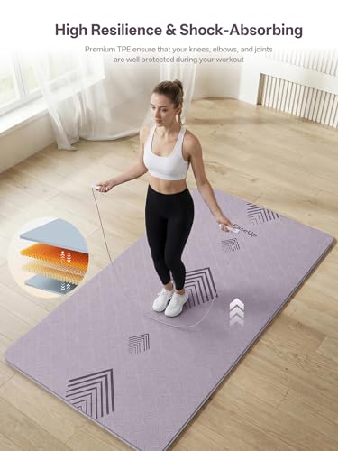 EaseUp Large yoga mat,73’x35.5’x0.4’,extra thick and wide,10mm pilates mat,non-slip exercise mat,workout mats for home gym - color: Dusty Purple