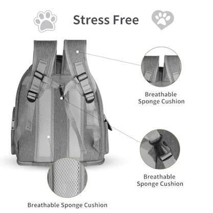 Cat Backpack Carrier for Cats and Small Dogs, Breathable Cat Bubble Backpack, Airline Approved Pet Travel Carrier for Hiking Camping Outdoor(Grey) - color: Grey