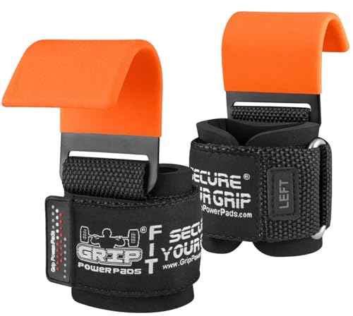 Weight Lifting Rod Hooks Heavy Duty Wrist Wraps Power Weight Lifting Training Gym Grips Straps Set of 2 - color: Orange, size: WOMEN-Wrist Size Small/Medium