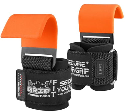 Weight Lifting Rod Hooks Heavy Duty Wrist Wraps Power Weight Lifting Training Gym Grips Straps Set of 2 - color: Orange, size: WOMEN-Wrist Size Small/Medium
