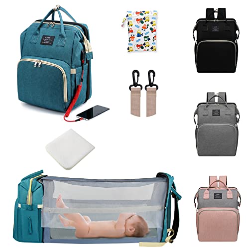 ANWTOTU Baby Diaper Bags with Changing Station,Waterproof Diaper Bag Backpack for Moms Dads with USB Charging Port,Large Capacity Multifunctional Baby Essentials(Green) - color: Green