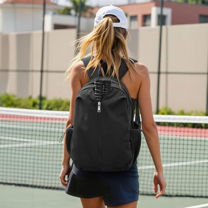 G4Free 20L Pickleball Bag for Women, Pickleball Paddle Backpack with Fence Hook, Work Travle Bag with 15" Laptop Compartment-Black - color: Black