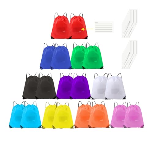 Drawstring Backpack Bulk 20Pcs Draw String Bags DIY Gym Sports Traveling Yoga Cinch Bag Sackpack Drawstring Memo Card (mul color) - color: 10color
