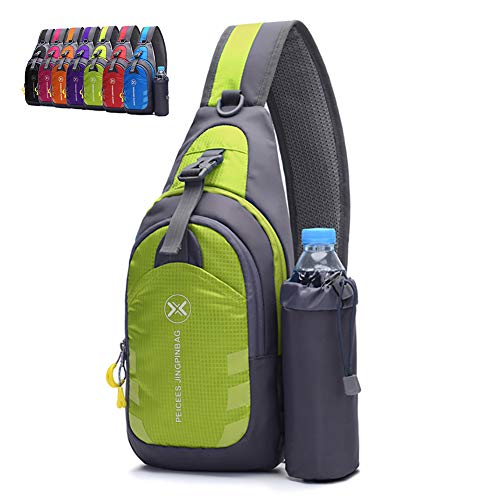 Peicees Chest Crossbody Sling Backpack Bag Travel Bike Gym Daypack for Women Men - color: Green