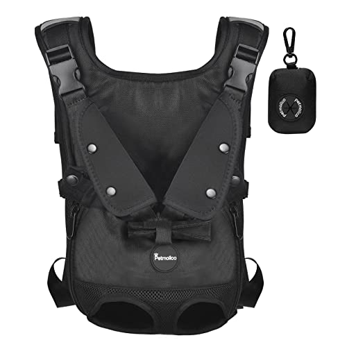 Petmolico Dog Carrier Backpack, Adjustbale Dog Front Backpack Legs Out Puppy Backpack for Small Medium Dogs Travelling Hiking Shopping, Black Medium - color: Black, size: Medium