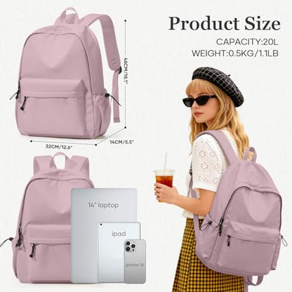 Middle School Backpack For Men Women Simple Backpack For College Students Aesthetic High School Bag Waterproof Bookbag For Teens Girls Boys（Green） - color: A5-purple