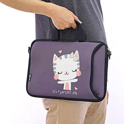 RICHEN 10 inch Messenger Bag Carrying Case Sleeve with Handle Accessory Pocket Fits 7 to 10-Inch Laptops/Notebook/ebooks/Kids Tablet/Pad (7-10.2 inch, Cute Cat) - color: Cute Cat, size: 7-10.2 inch