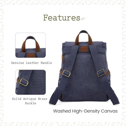 TSD Brand Canvas Backpack Lightweight Travel Daypack Carry On Laptop Backpack Lightweight Hiking Backpack (Navy) - color: Navy