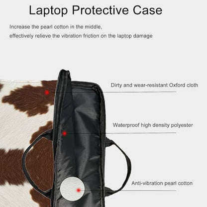 15-Inch Laptop Sleeve – Stylish, Lightweight, Shockproof, Water-Resistant Case for Lenovo, HP, Dell, Asus Notebooks - Brown and White Cowhide - color: Brown and White Cowhide