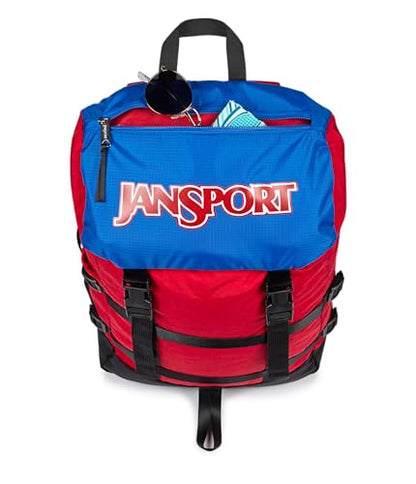 JanSport Skip Pack Backpack – 28L Capacity, Fits 13.5" Laptop, Large Main Compartment, Side Water Bottle Pocket – Ideal for Work & Travel, Red Tape - color: Red Tape