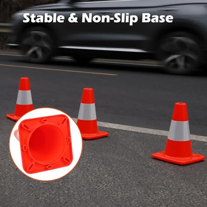 4 Pack 12" Orange Traffic Cones – Durable PVC Safety Cones with High Visibility for Parking, Construction, Sports & Training – Weather-Resistant (12 inch -4Pack) - size: 12 inch -4Pack