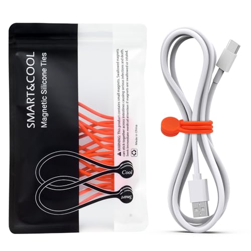 SMART&COOL Reusable Silicone Magnetic Cable Ties for Bundling and Organizing, Holding Stuff, Book Markers, Fridge Magnets, Assorted Color, 7.16'' (10-Pack,Orange) - color: Orange, size: 10-Pack