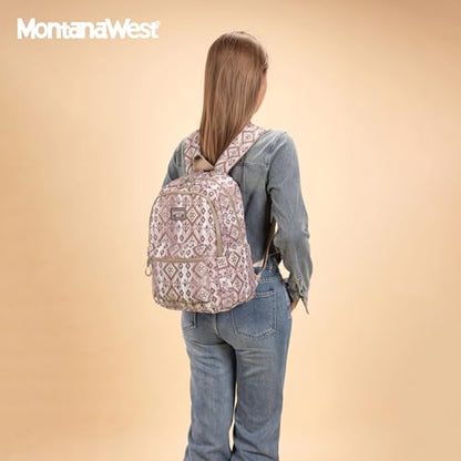 Montana West Backpack Purse for Women Western Aztec Backpack Purse Lightweight Casual Daypack for Travel - color: Light Coffee